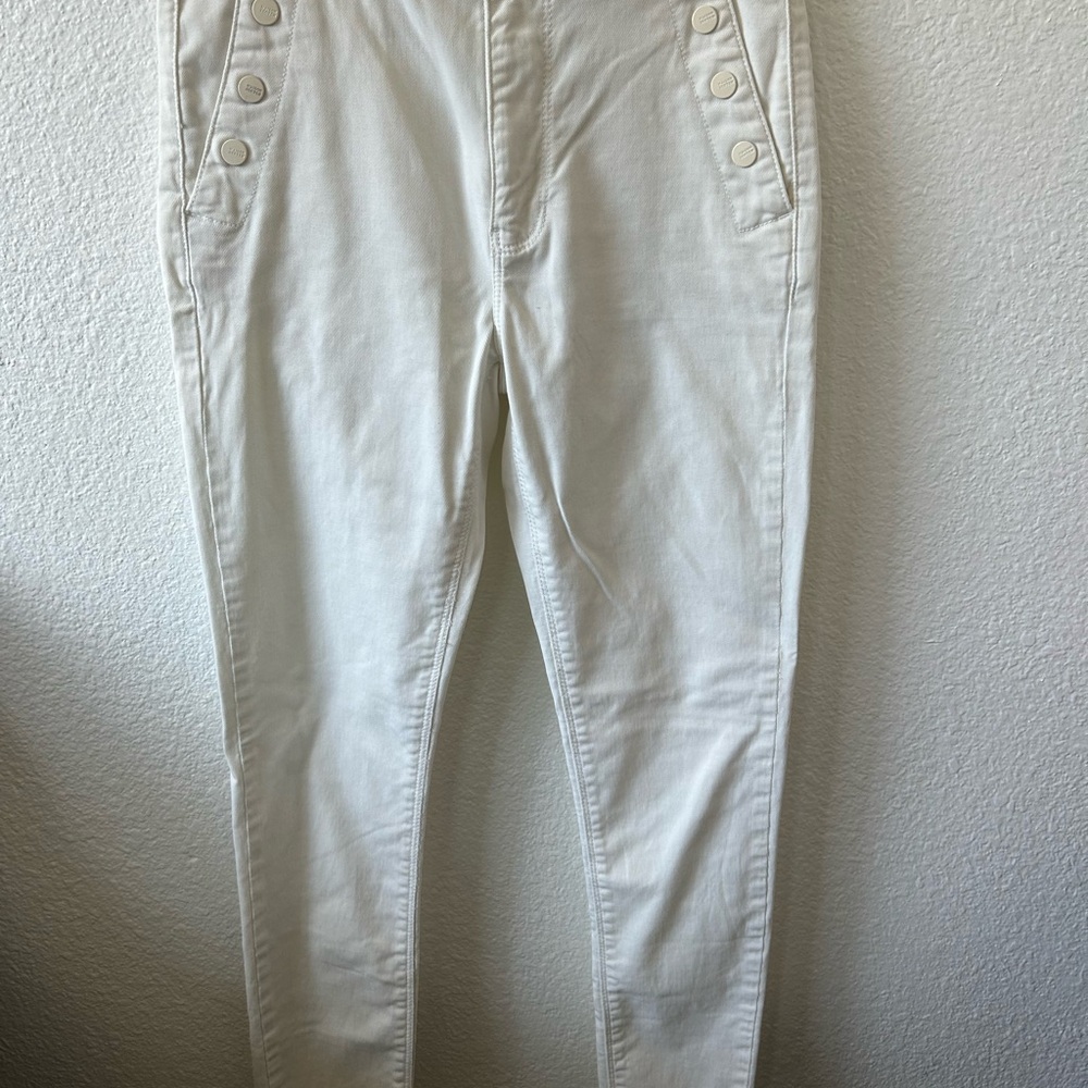 Stylish White Button-Accent Pants